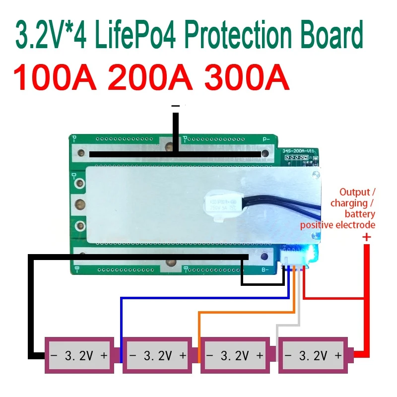 2x 4S 3 2 V Lifepo4 литий железо фосфатная Защитная плата 12 8 инвертор с высоким током Bms Pcm