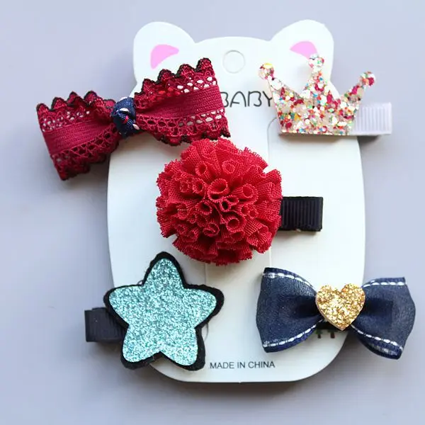 

New Baby Girls Cartoon Hair Accessories Cute Headwear For Kids Children Knot Barrettes Infants Gifts Toddlers Bow Hairpins 5pcs