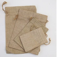 5piecesbag of multi specification retro solid color jute bag for wedding gift packaging small cloth bag linen drawstring pocket