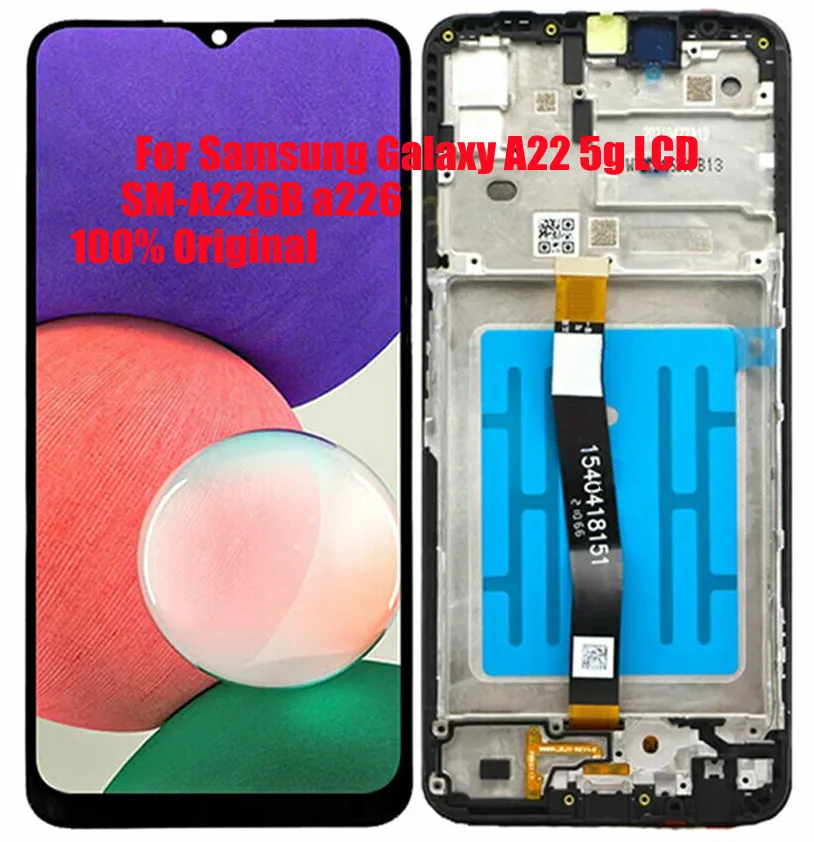 Pantalla para tel&eacute;fono m&oacute;vil Samsung Galaxy A22, 5g, SM-A226B, a226, LCD, montaje de digitalizador con panel t&aacute;ctil, piezas de repuesto-0
