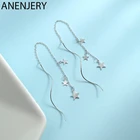 Женские изящные серьги-цепочки ANENJERY, 925 пробы серебряные серьги с длинной кисточкой в виде звездной волны, подарок, S-E950