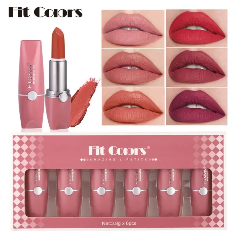 

6 PCS Waterproof Nude Matte Velvet Glossy Lip Gloss Matte Finish Smooth Lipstick Hydrating Lipstick Lipstick Set Lip Balm