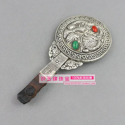 Изысканный Ретро Бронзовый Дракон Феникс зеркало маленький орнамент | Дом и сад