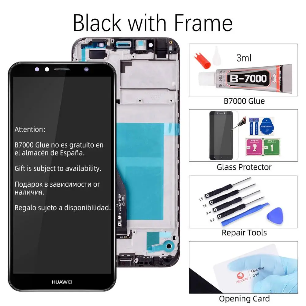 Дисплей для Huawei Y6 Y6 Prime atu-l31 LCD в сборе с тачскрином 5.7'' черный белый - Цвет: Black with Frame