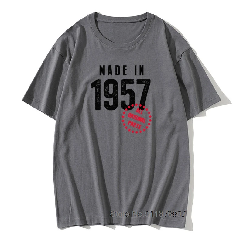 

Vintage Made In 1957 Tshirt Born 64th Birthday Present Cotton Round Neck T-Shirts Men 64 Years Cool Daddy Funny T Shirt Gift