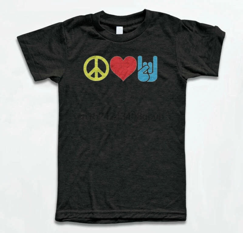 Peace Love and Rock n' ролл футболка-винтажная трехслойная Футболка-Ретро Вудсток |