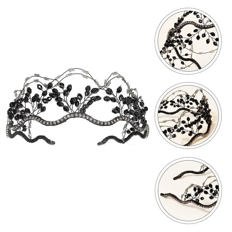 

1pc Sparkly Black Crystal Shiny Rhinestone Headpieces Hair Hoops Rhinestone Headbands Rhinestone Hair Bands