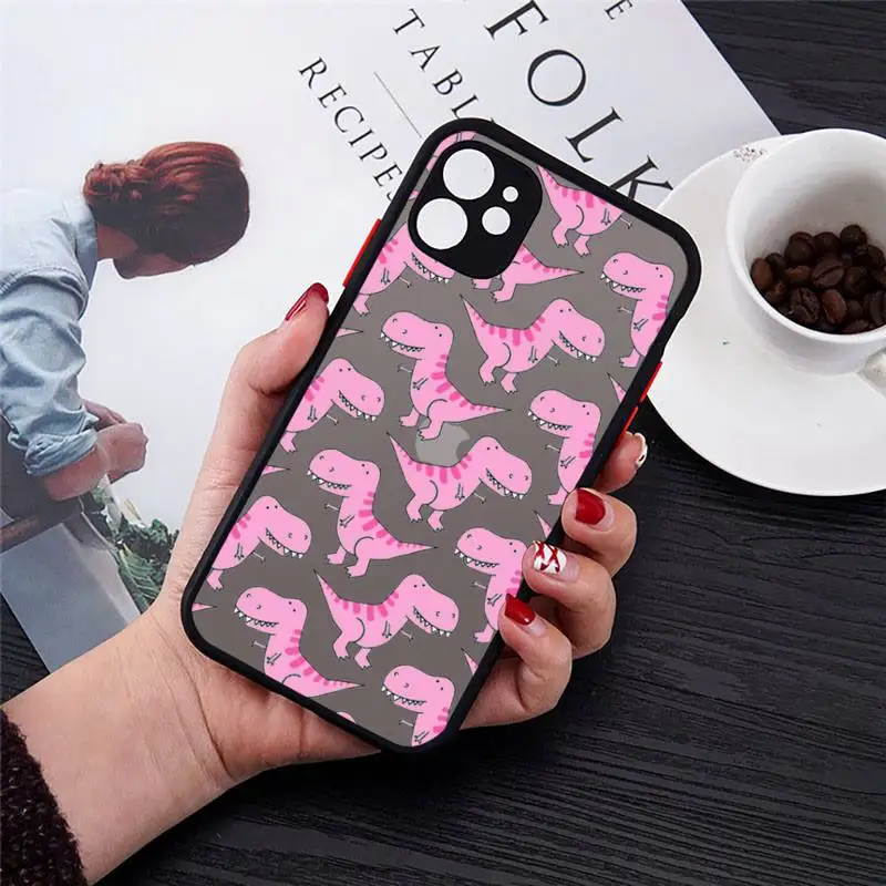

Cute Dinosaur Baby Fashion Phone Cases Matte For iPhone 12 Mini 11 Pro XR XS Max 7 8 Plus X Hard PC Back Cover