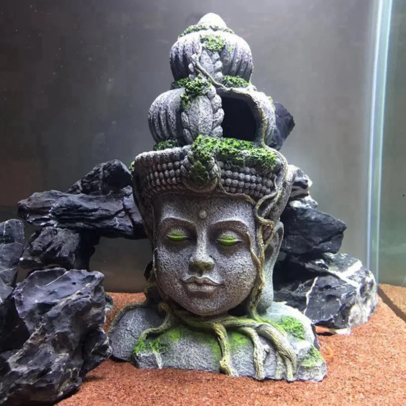 

Аквариум пейзаж моделирование Древняя Статуя бодхисаттвы аквариум смола статуя аквариума декор орнамент ремесла
