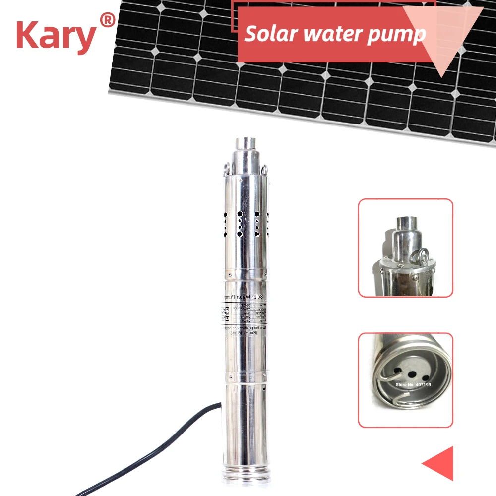

Kary advanced low pressure 24v 36v dc solar submersible pump,3inch water pump,stainless steel water pumping system