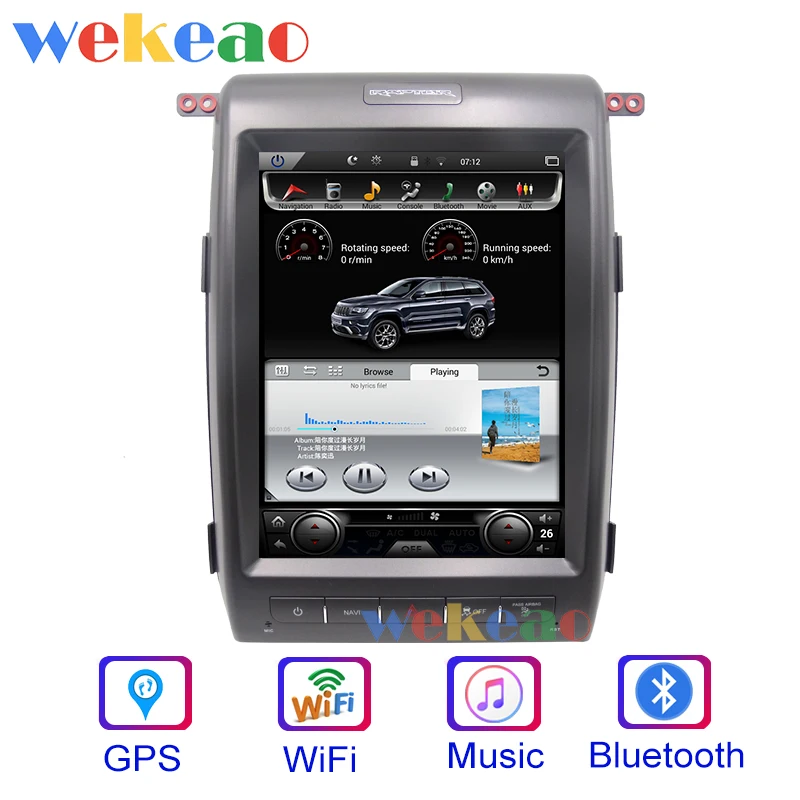 Wekeao вертикальный экран Tesla Style 12 1 "1 Din Android 9 0 автомобильный Dvd мультимедийный