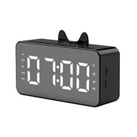 phone holder with fm radio lcd screen mirror alarm clock speaker battery powered thermometer dimmable handsfree smart