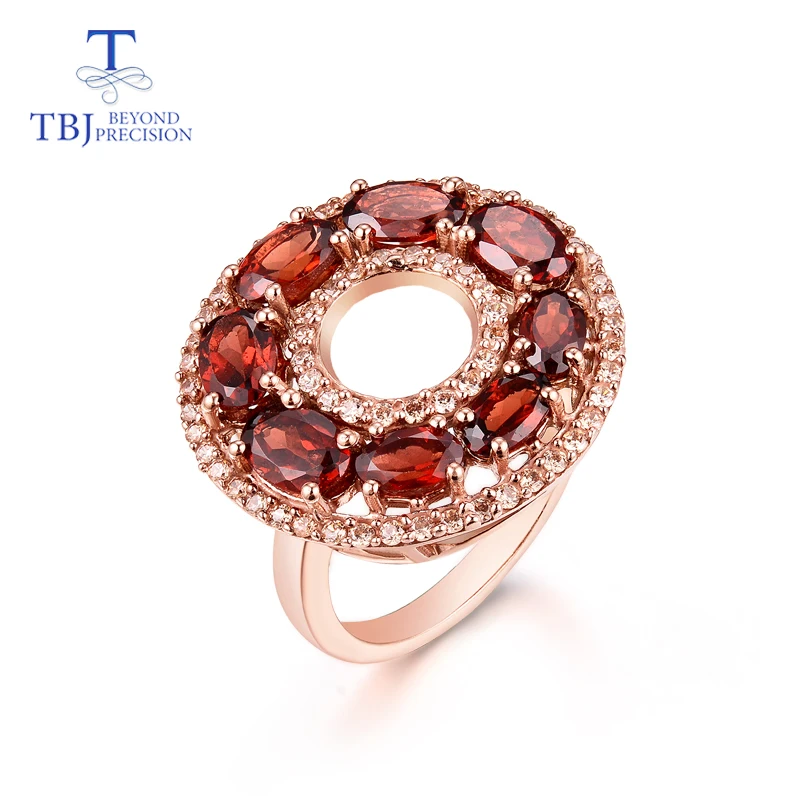 Кольцо с натуральным гранатом Стерлинговое Серебро 925 пробы кольцо розового