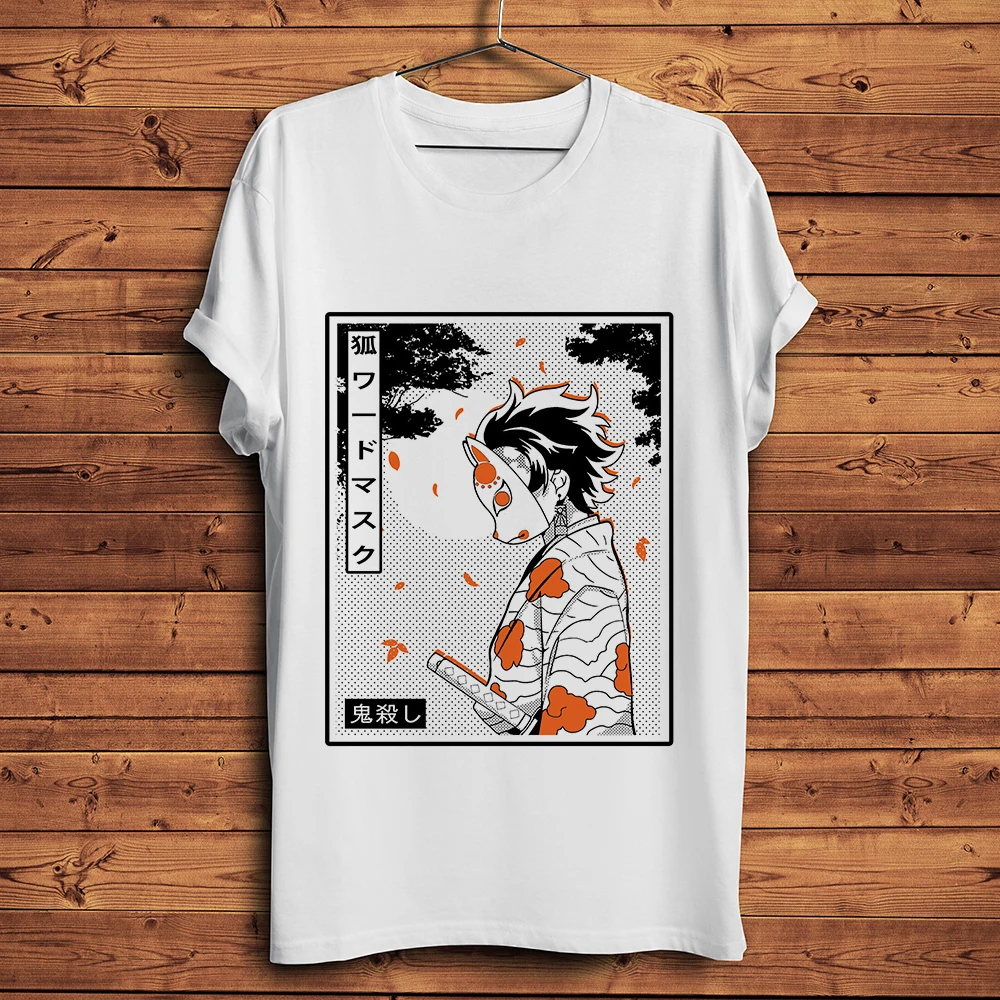 

Demon Slayer Kimetsu nie Yaiba Kamado Tanjirou śmieszne tshirt mężczyźni nowy biały krótki rękaw casual homme t shirt unisex str