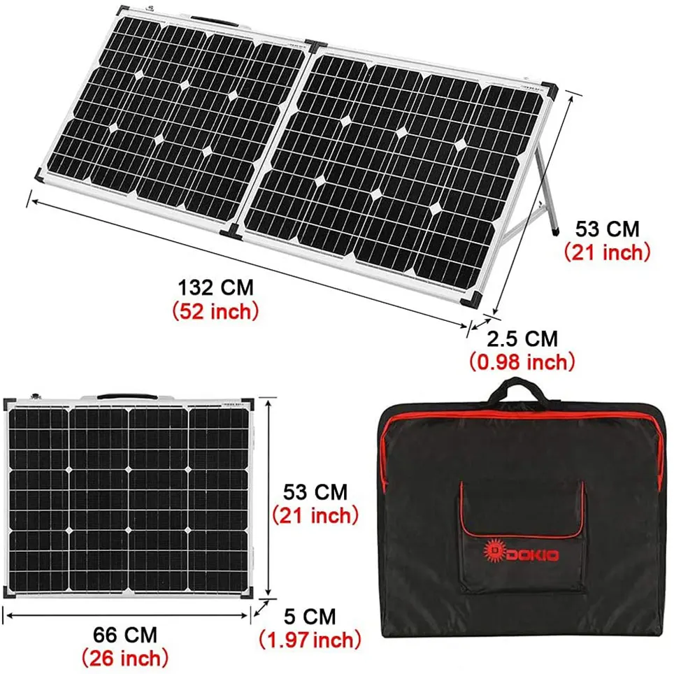 

2021 Foldable solar panel 100 watt single crystal solar suitcase portable controller rechargeable 12 volt battery caravan