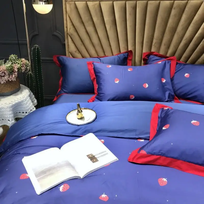Постельное белье J 2020 синее в стиле принцессы Комплект постельного белья из