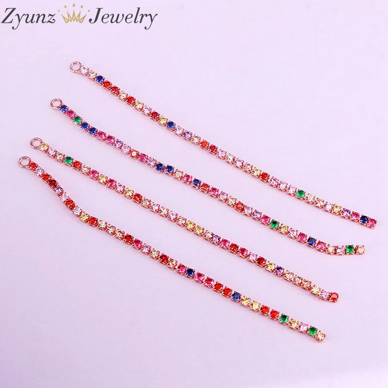 rosegold 20 шт, микро проложить Радуга кубического циркония теннис cz-цепочка кисточкой Подвески для изготовления сережек - Цвет: rosegold