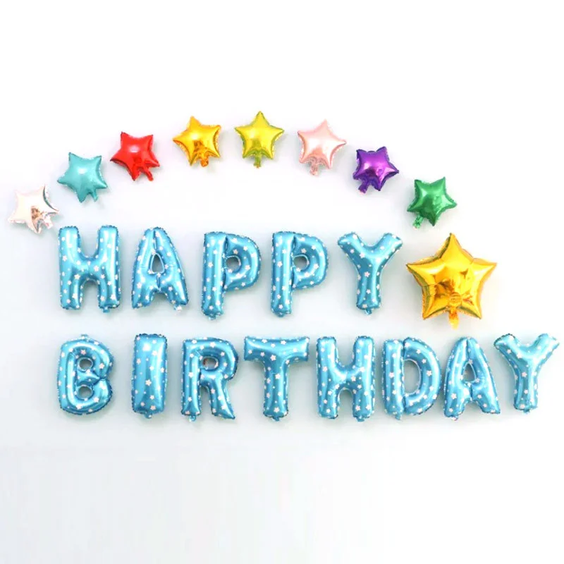 

Happy birthday decoration balloon set gypsophila blue letter balloon package birthday decoration festive decoration balloon