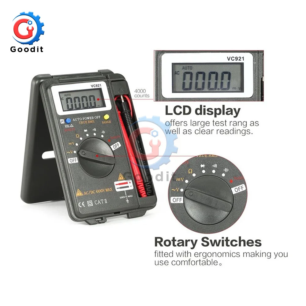 Цифровой мультиметр VC921 Mini LCD истинное среднеквадратичное значение