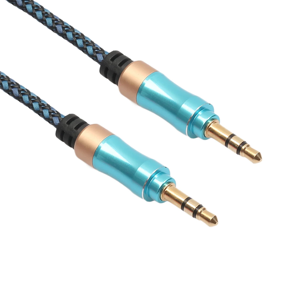 2019 1m Nylon Jack Aux Cable 3.5 mm to 3.5mm Audio Male Gold Plug Car Cord for iphone Samsung xiaomi |