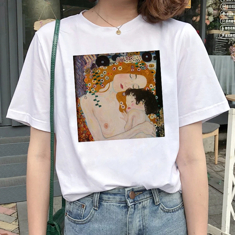 Модная женская футболка Gustav Klimt летняя новинка Женская свободная ulzzang Harajuku с