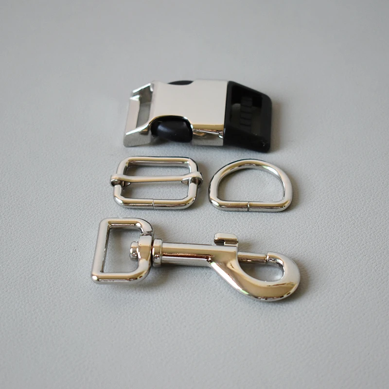 Juego de 20 hebillas de metal para Collar de perro, accesorios para Collar de perro, hebilla de Metal + anillo D + hebilla de tracci&oacute;n + cierre de perro> 4 Uds.-1