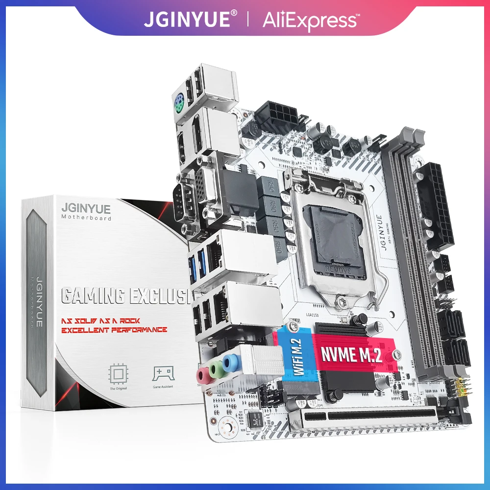 

JINGYUE H97 Motherboard LGA 1150 Support Intel Pentium/Core/Xeon Processor DDR3 16GB RAM M.2 NVME SATA3.0 USB3.0 H97I-GAMING