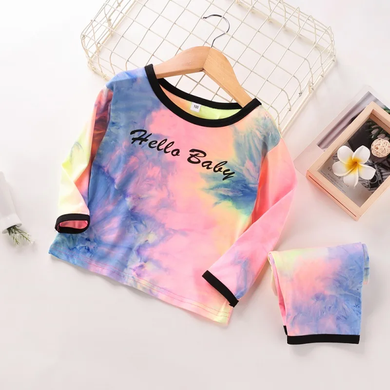 

Весенне-Осенняя детская одежда для мальчиков и девочек с принтом в виде галстука-бабочки футболка с длинными рукавами и надписью, комплект ...