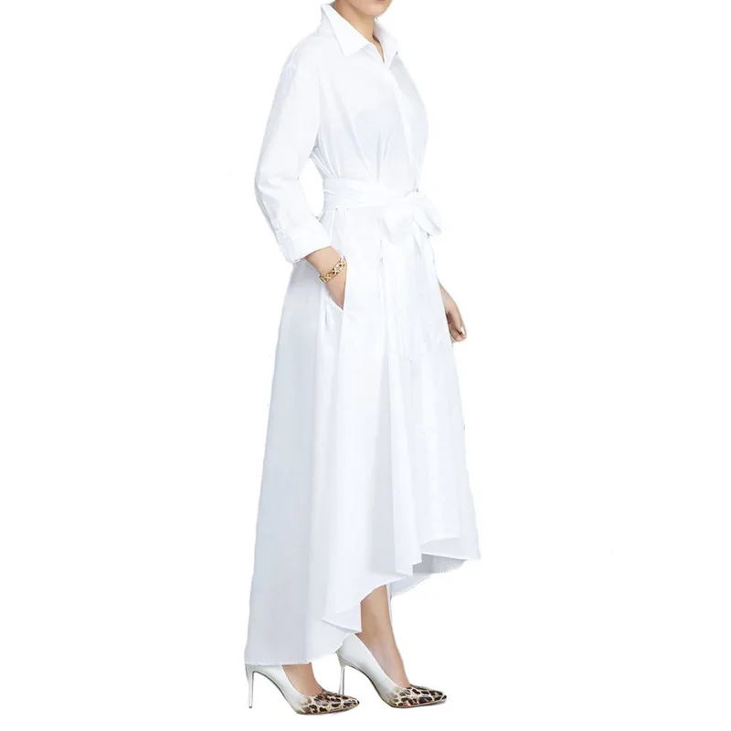 Осеннее женское платье с отложным воротником и длинным рукавом бантом на