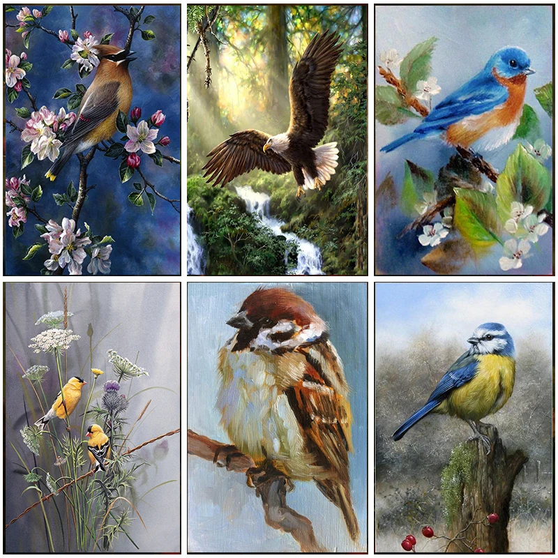 

Full Square Round Drill Cross Stitch 5D DIY Diamond Painting Bird Rhinestones Decor Embroidery Mosaic Animals Sets Home Handmade