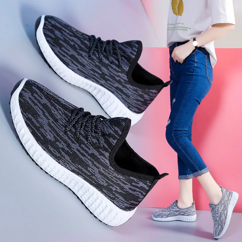 

Women Flat Platform Vulcanized Shoes Breathable Casual Mesh Lace Up Running Sneakers zapatillas deportivas hombre