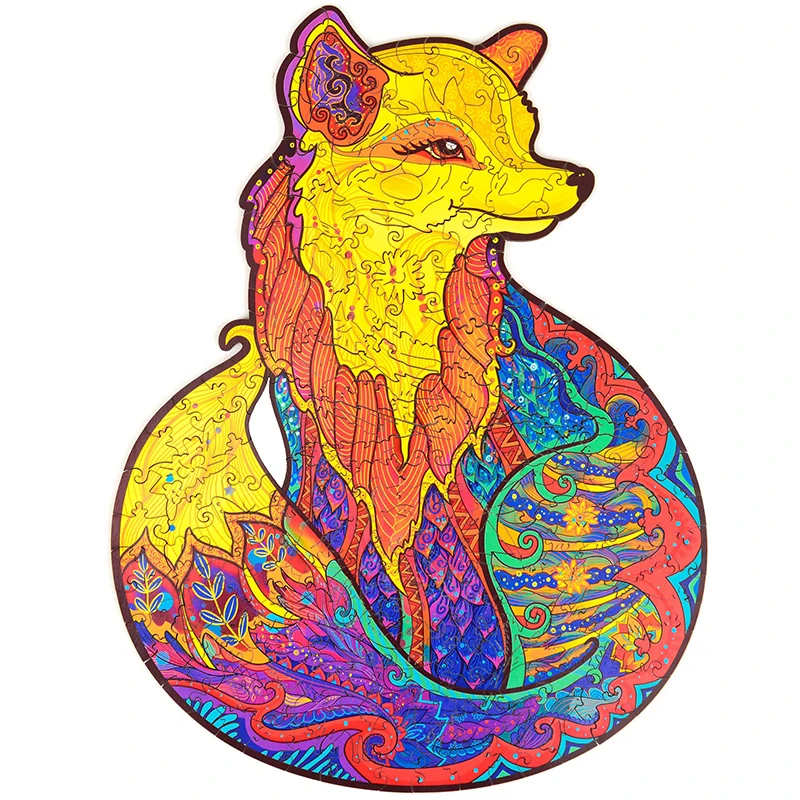 

Wooden Jigsaw Puzzles - Unique Shape Jigsaw Pieces Best Gift For Adults And Kids Alluring Fox Montessori Children's Toys Gift