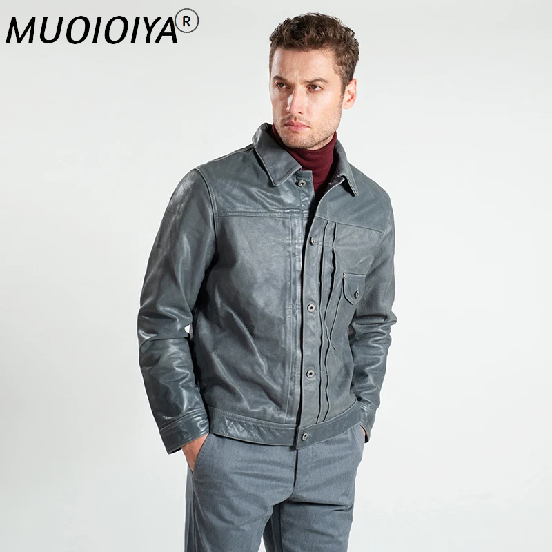 

Free shipping.Brand classic style cowskin coat,man's 100% genuine leather clothes,fashion men's slim jacket,vintage 506.