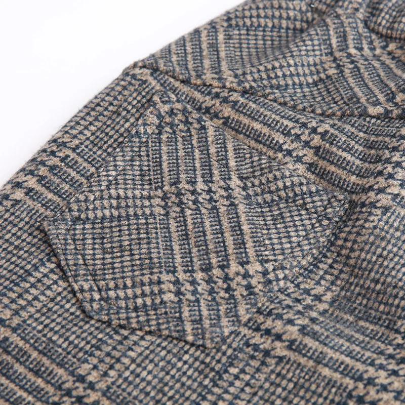 

2021 spring new arrival plush casual pants for women's Pants Large Plaid thickened tweed Harem Pants large size M L XLXXL