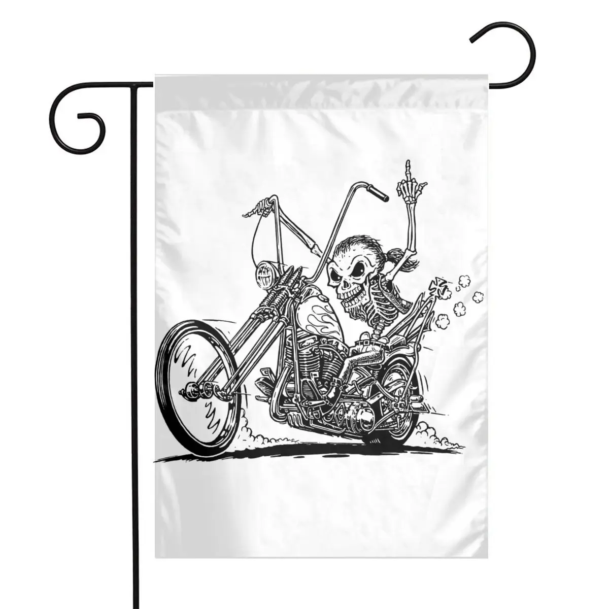 

Riding a Skeleton Car Sticker Funny garden flag 30 X 45 cm double-sided flag, used for garden decoration, courtyard decoration