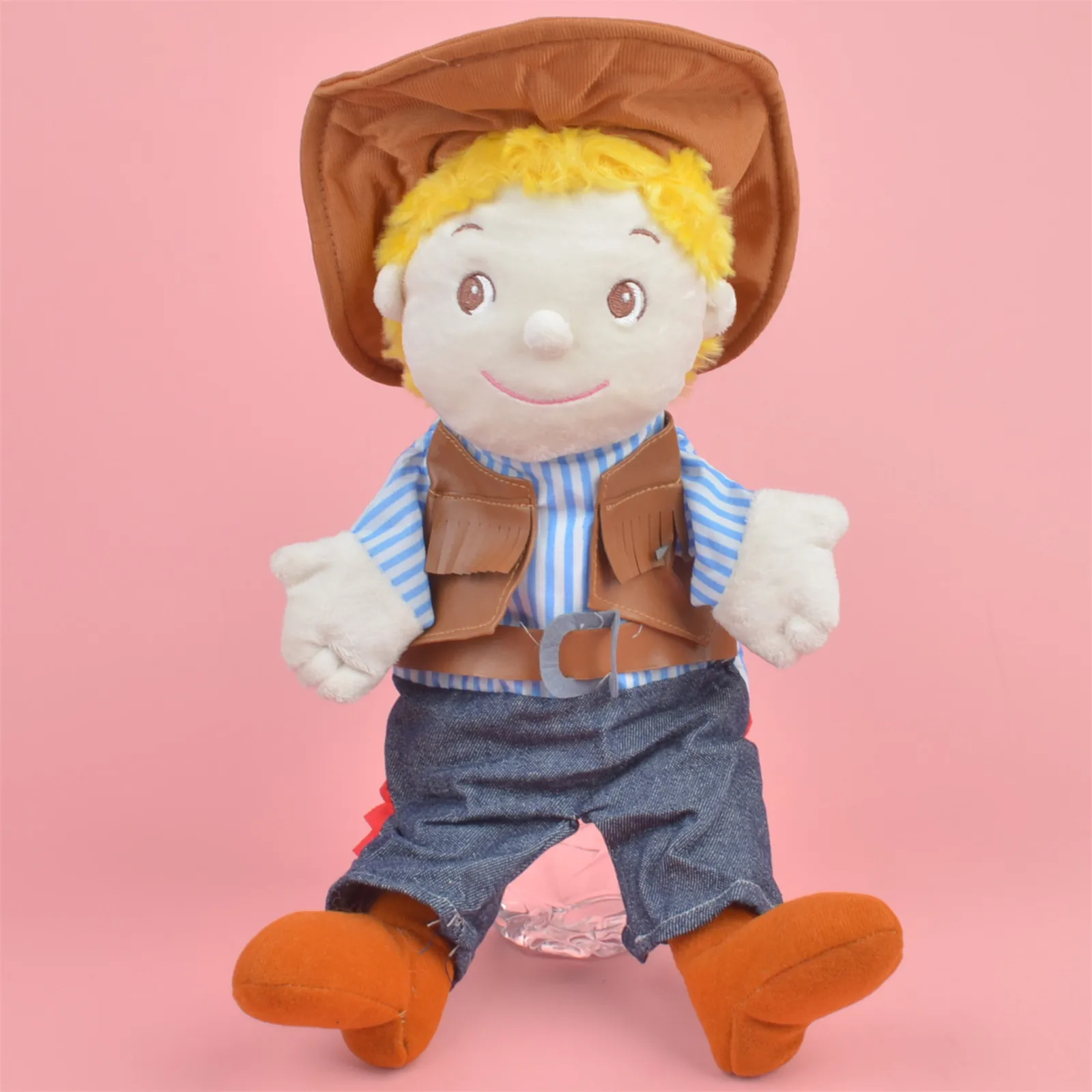 

35cm Cowboy Plush Hand Puppet plush toy, Family Stuffed Baby / Kids Doll Develop Toy Gift Free Shipping