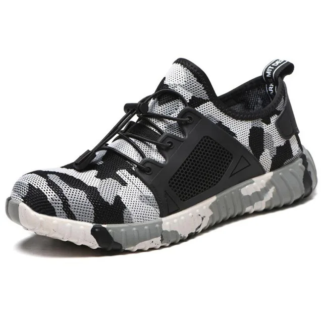 camouflage gray Новая мужская Рабочая обувь с песней и картами; уличная дышащая обувь в стиле милитари со стальным носком; устойчивые к прокалыванию рабочие защитные ботинки; кроссовки - Цвет: camouflage gray