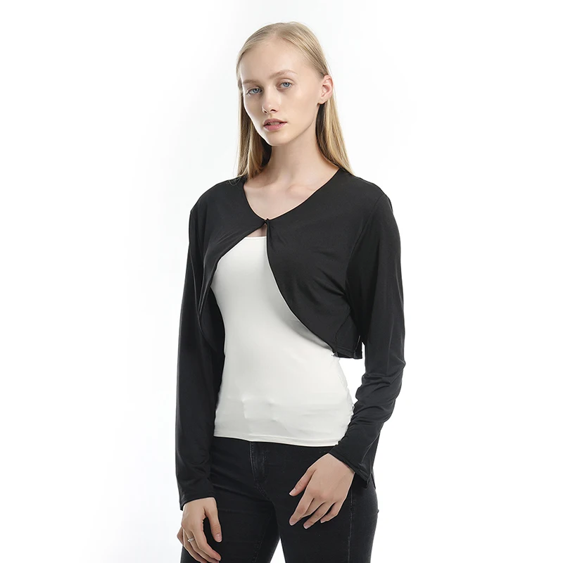 

Solid Womens Knitting Woman Sweater Basic Wrap Autumn Spring Black Short Open Stitch Slim Covered Button