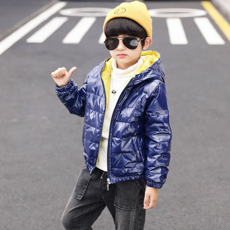 Светильник-пуховик Новинка детское зимнее пальто для мальчиков блестящее