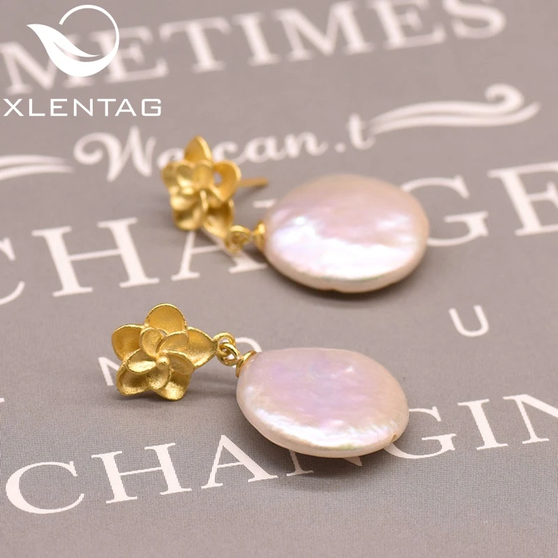 Женские Висячие серьги XlentAg из натурального круглого жемчуга в стиле барокко с