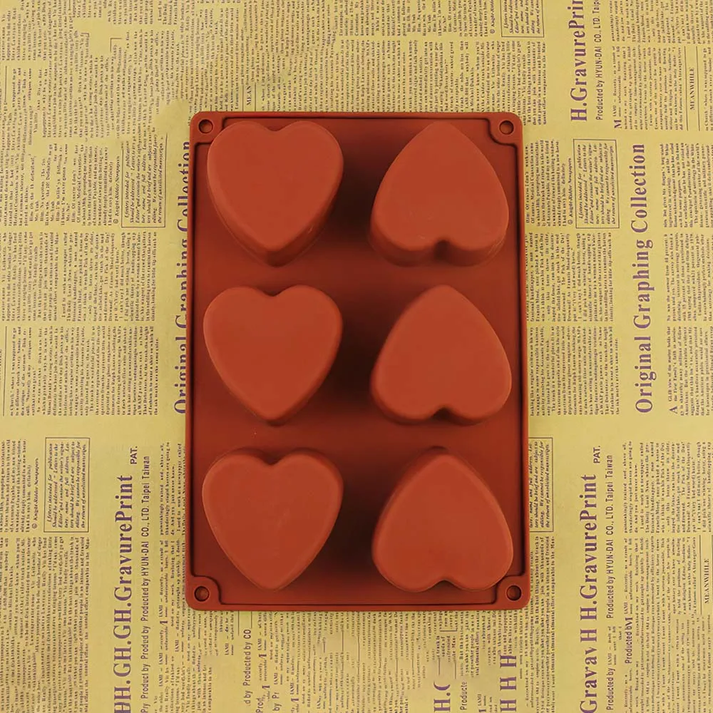 6 cavity Алмаз Любовь силиконовая форма для выпечки в форме цветка силиконовой 3D