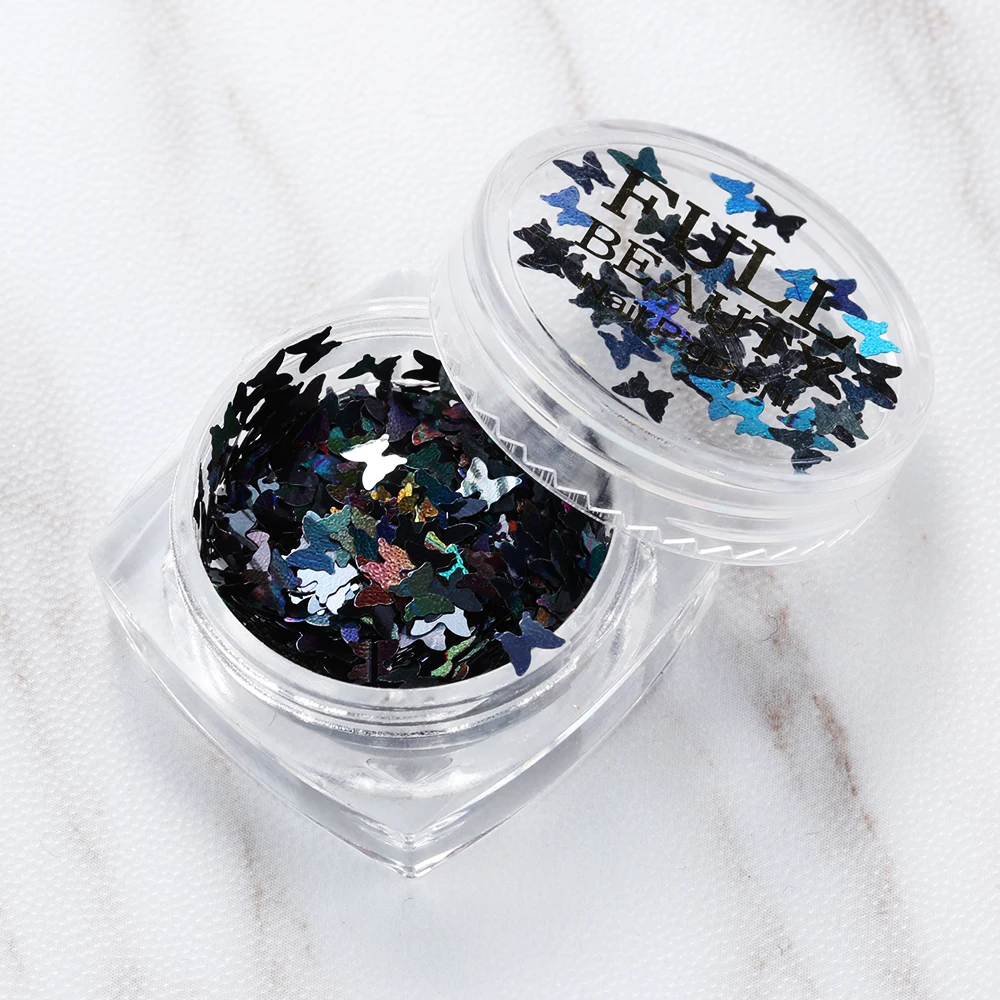 Голографические хлопья для ногтевого дизайна сделай сам в виде бабочки и