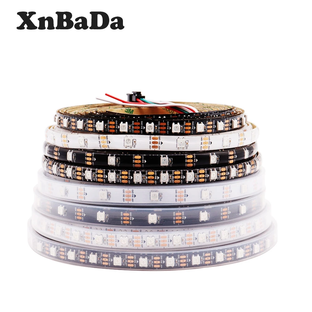 DC5V WS2812B WS2812 Светодиодная лента индивидуально Адресуемая умная RGB черный/белый PCB