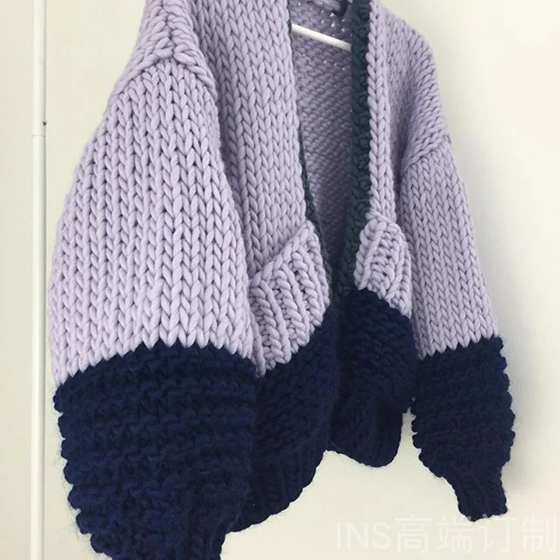 Boho Inspired HANDMADE cardigan puff sleeve plus size women warm winter cardigans sweaters new fashion knitwear outwear |