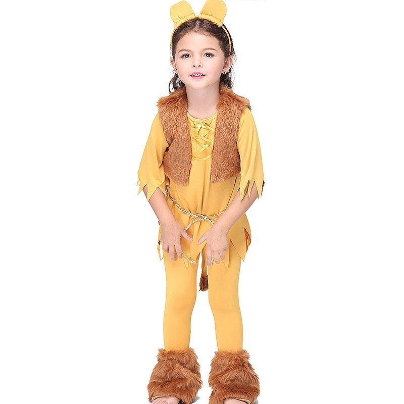 

Новинка, комплект одежды для маленьких девочек, костюм для косплея из молочного шелка с изображением короля льва и животных, костюм для вече...