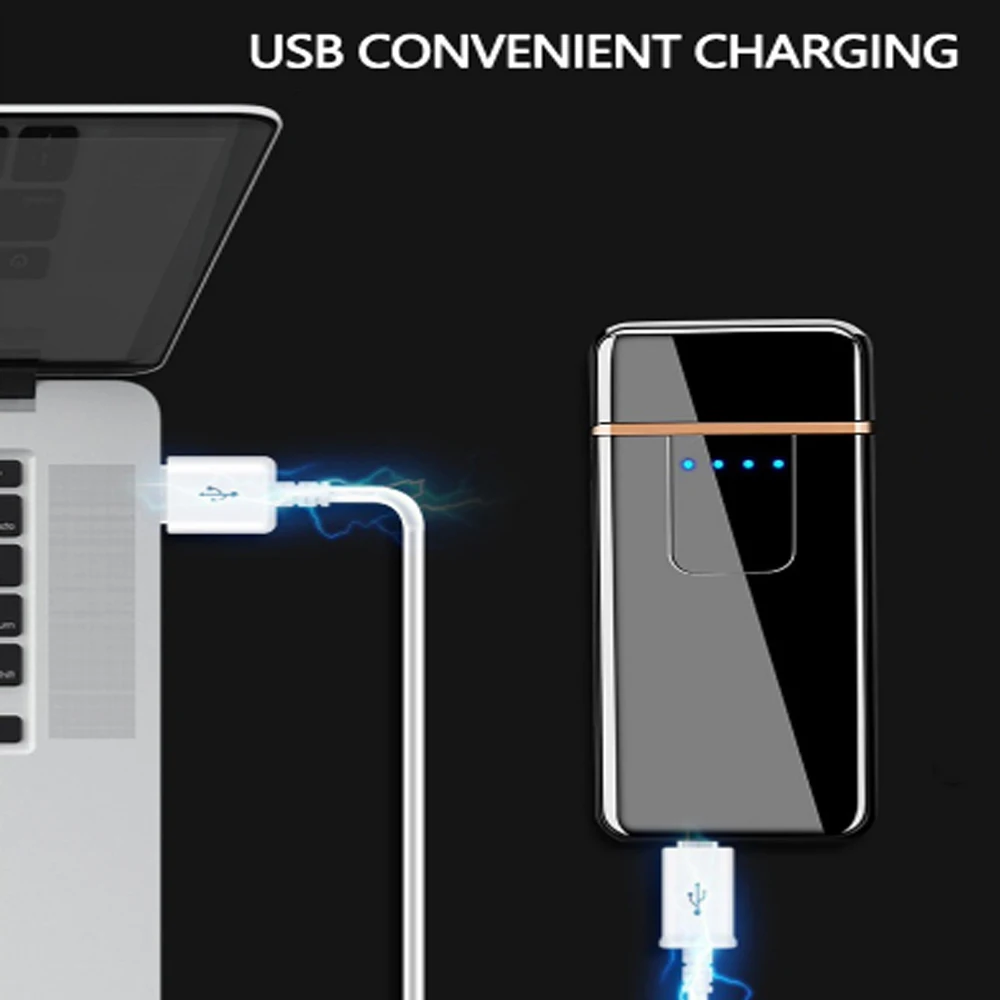 USB металлическая электрическая зажигалка для сигарет Творческий двухсторонняя