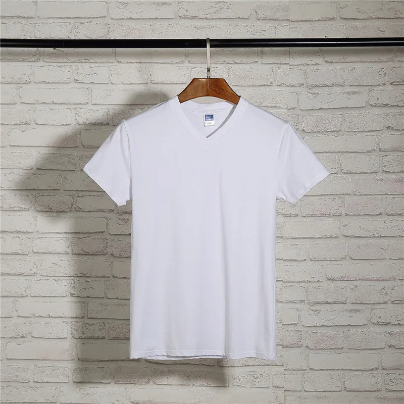 

New track and field running sports V-neck T-shirt spring and summer European and American cotton casual men's short sleeves