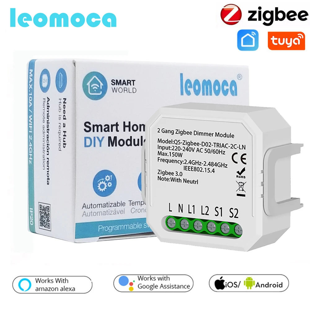 Умный модуль регулятора яркости Tuya Zigbee 110 240 в автоматизации дома голосовое