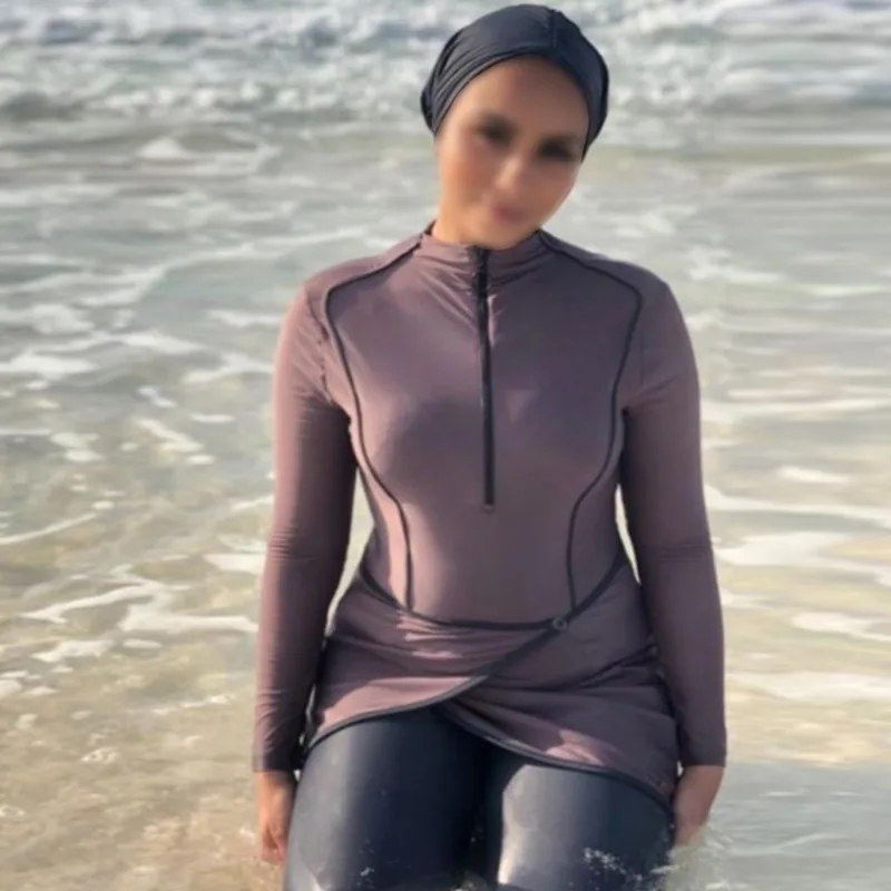 2022 Women Plus Size Muslim Swimsuit Burkinis Modest Clothing Islamic 3 Pieces Muslimah Hijab Full Cover Swimwears