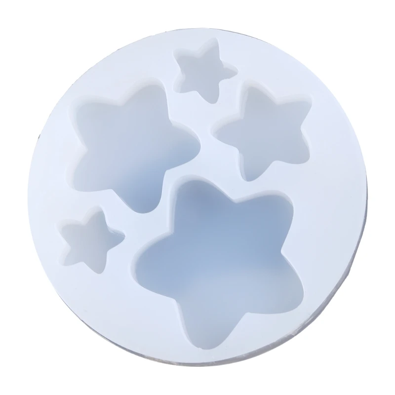 

DIY Crafts Crystal Epoxy Resin Mold Love Heart Five-pointed Star Moon Shape Keychain Pendant Casting Silicone Mould